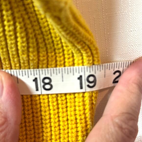 Quarter Zip Ribbed Sweater Women's M Cotton Mock Neck Crop Butter Yellow Preppy - Picture 9 of 9